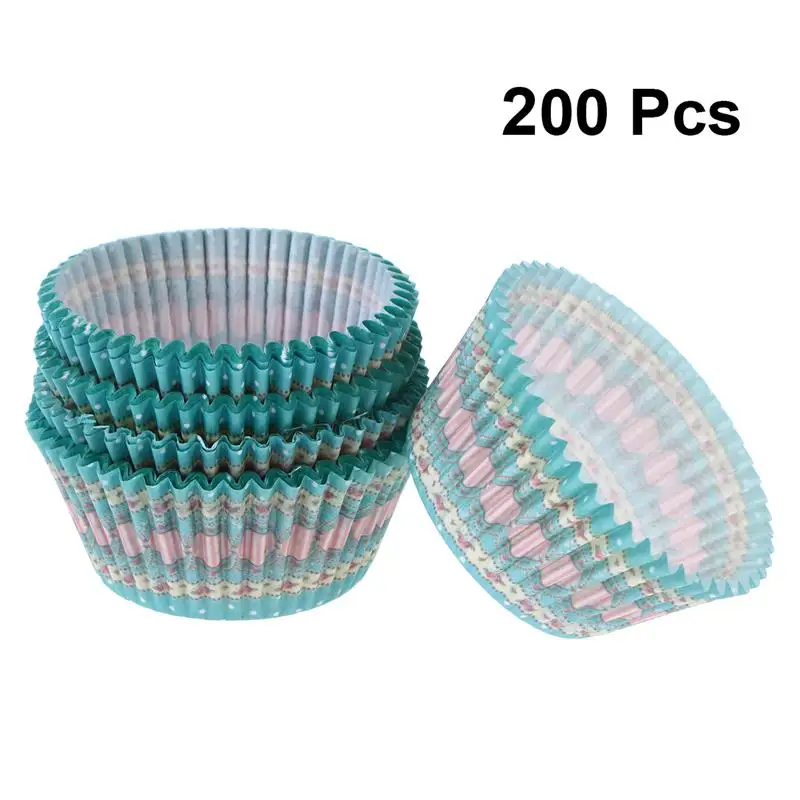 200pcs 200 шт. одноразовые, для капкейков упаковочных материалов, легкий Muffin Бумага чашки кекс для выпечки на десерт Конфеты торт выпечки - Цвет: 200pcs