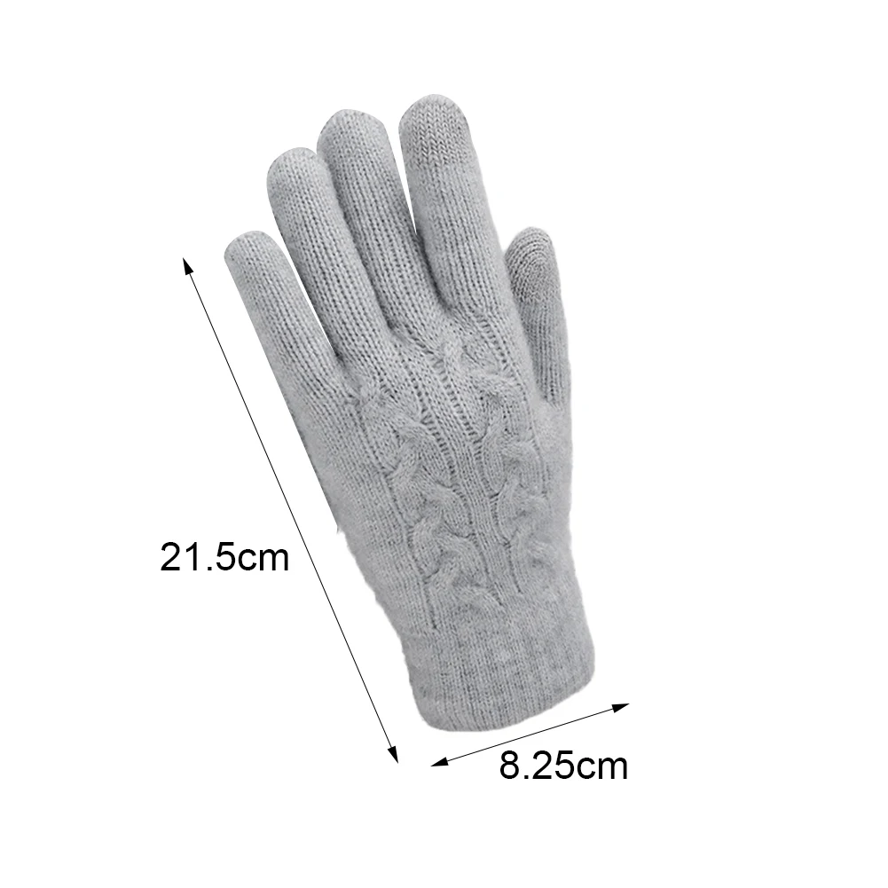 Уличные эластичные трикотажные моющиеся перчатки с сенсорным экраном для осени и зимы, теплые однотонные женские перчатки из искусственной шерсти, Двойная толщина, мягкие