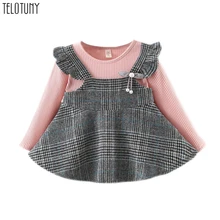 Telotuny/вечерние платья в клетку для девочек на свадьбу; зимние платья в полоску с рюшами для маленьких девочек; платья для девочек для свадебной вечеринки