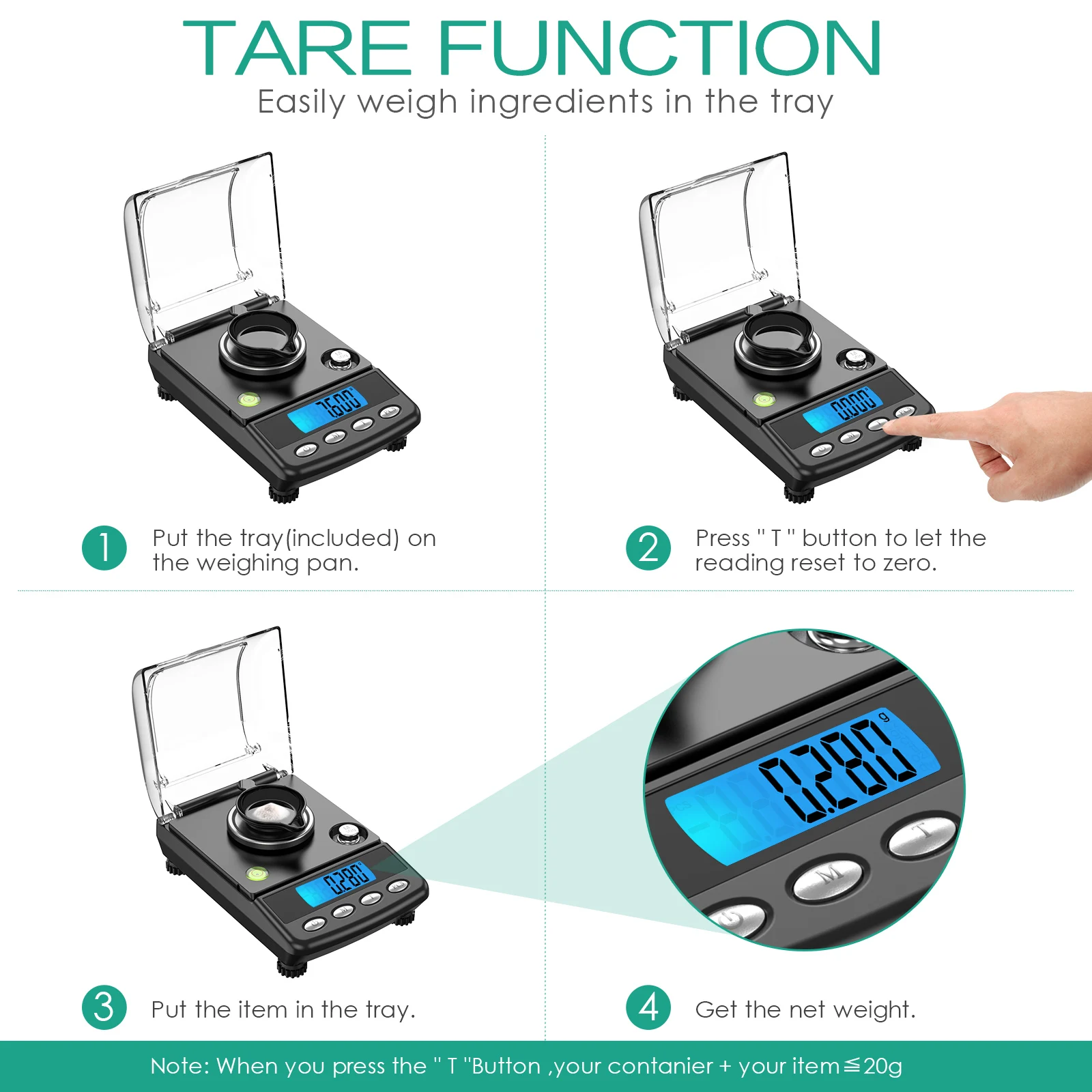 AMIR Digital Milligram Scale, 50g Portable Mini Scale, 0.001g Precise  Graduation, Professional Pocket Scale with 50g Calibration Weights Tweezers