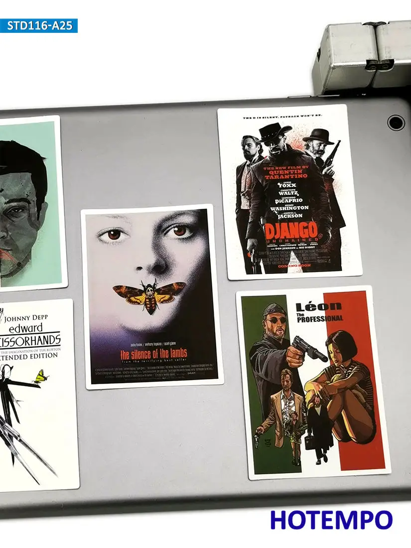 25 개, 클래식 영화 포스터 스티커, 펄프 픽션 대부, 레트로 패션 데칼, 노트북, 스크랩북, 수하물, 스케이트보드, 자전거, 자동차, 오토바이, 전화 스티커, 장난감