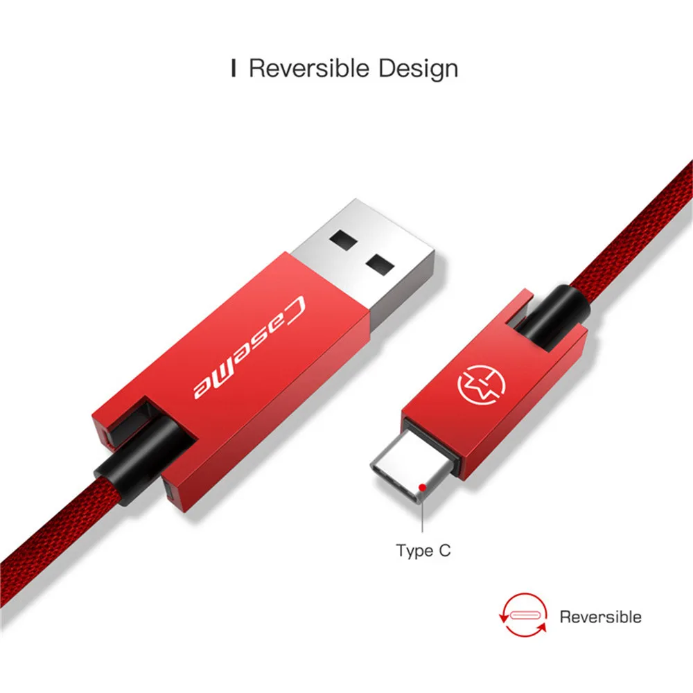CaseMe подлинный Быстрый type-C USB синхронизация данных зарядное устройство алюминиевый сплав Плетеный зарядный кабель шнур 25 см 120 см 5 в 2.1A для мобильного телефона