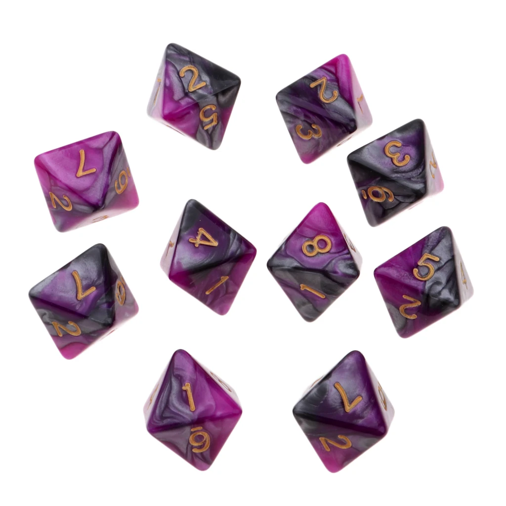 10 Pieces Polyhedral Dice Set Multi-sided Dice D8 for TRPG D& Dragons Game 8-sided Dice Set 