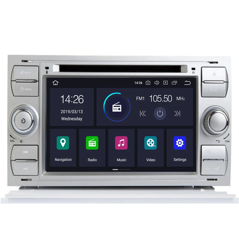 

Android 9.0 8 core 4+64G Car DVD GPS Navigation Player Stereo Radio Audio For Ford Focus 2 Mondeo S C Max Fiesta Galaxy Connect
