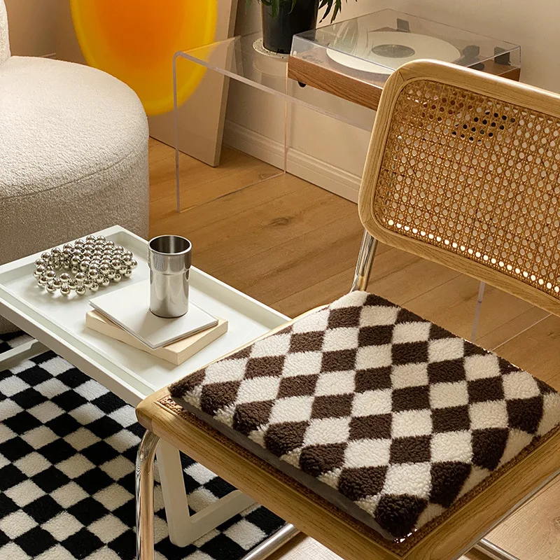 MARI MARI Fashion Checkerboard Cushion Ins Trendy Coussin Checkered Sofa Chair Seat Pillow Home Decor Textile Gingham Cushion