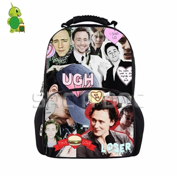 

Avengers Loki Tom Hiddleston Collages School Backpack Women Men Large School Bags for Teenagers Comics Hero Travel Rucksack