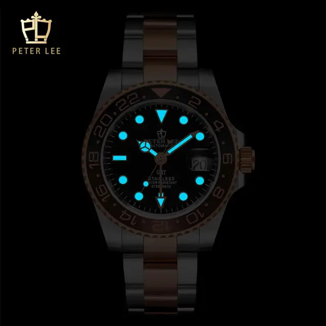 PETER LEE classic ceramic bezel luxury daydate mechanical men watches noctilucous stainless steel rose gold men Best Watches For Men | PETER LEE Automatic Watch | Classic Ceramic bezel luxury daydate 40mm mechanical men watches noctilucous stainless steel rose gold men automatic watch