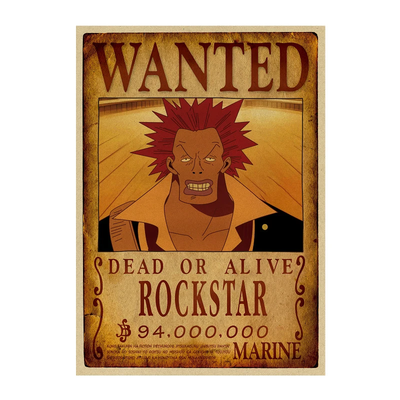 1569 Rockstar One Piece Wanted Cartoon Comic Anime Vintage Kraft Paper Wall Stickers Bar Retro Poster Decorative Painting Wall Stickers Aliexpress
