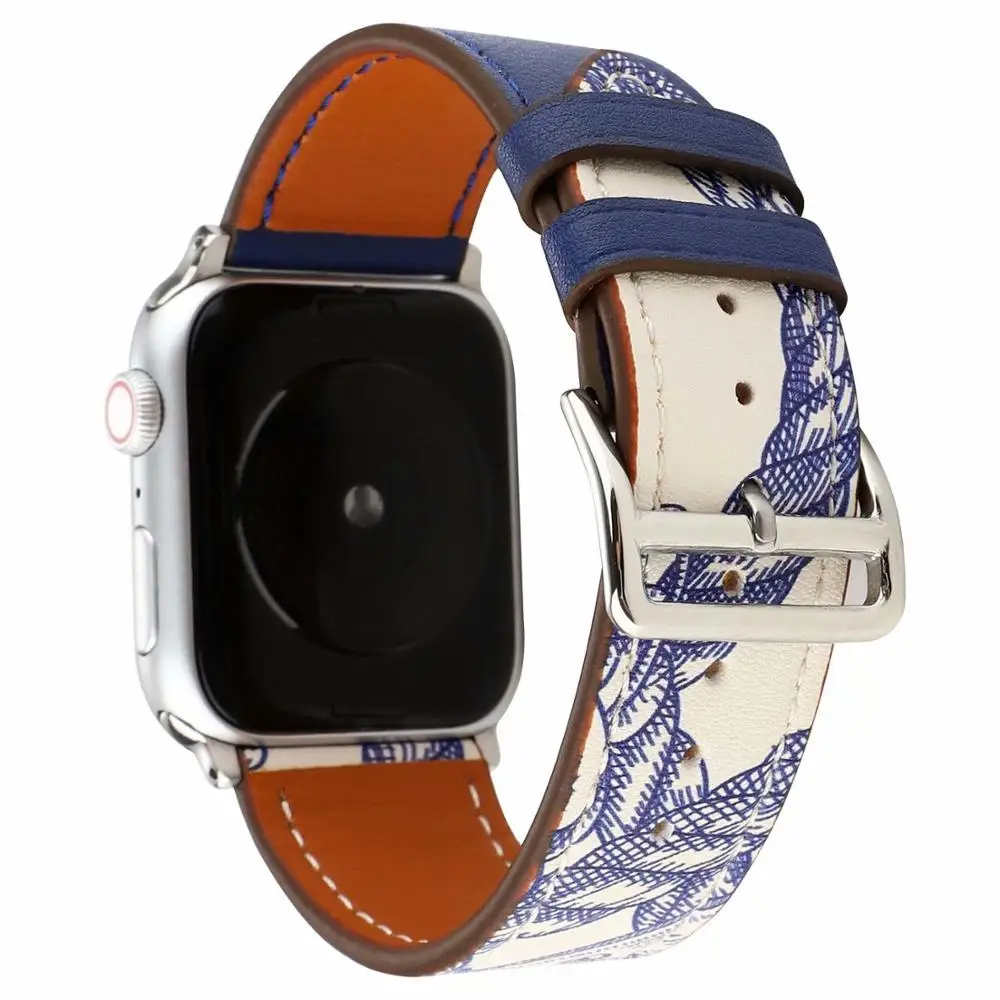 C Коровья кожа двойной тур ремешок для Apple Watch 5 Группа 44 мм iwatch серии 4 3 2 1 Смарт 42 мм петля 38 мм Браслет замена 40 мм - Цвет ремешка: C