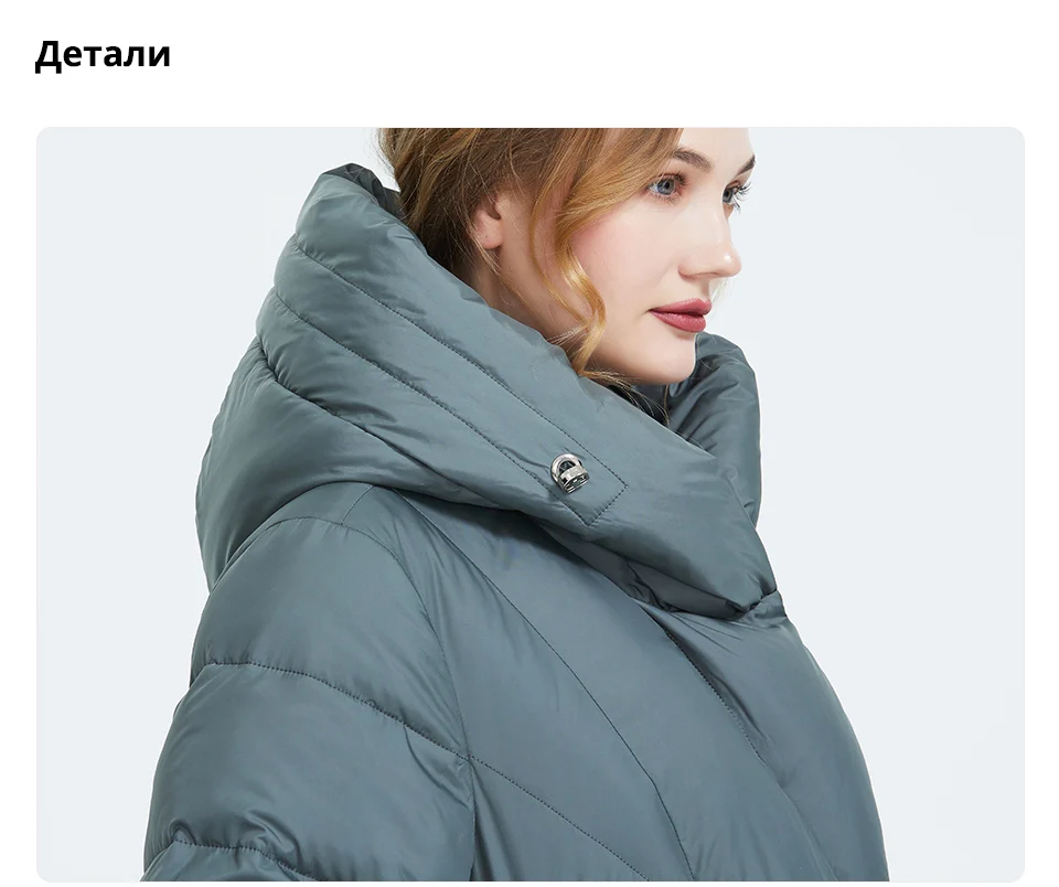 Astrid2019 Winter new arrival down jacket women outerwear high quality gray color thick cotton with a hood long style women coat FR-7059