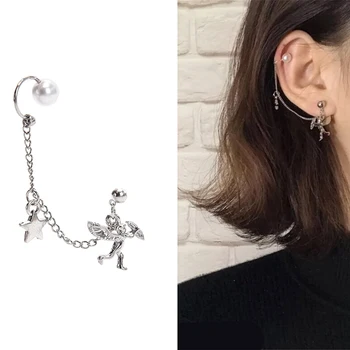 

1pcs Women Punk Angel Heart Dangle Earrings Ear Clip Cute Hip Hop Jewelry