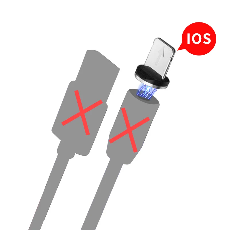 Магнитный зарядный кабель Olaf для быстрой зарядки Micro usb type C кабель для iPhone 11 samsung S7 Xiaomi huawei Магнитный провод для мобильного телефона - Цвет: Only Plug-IOS