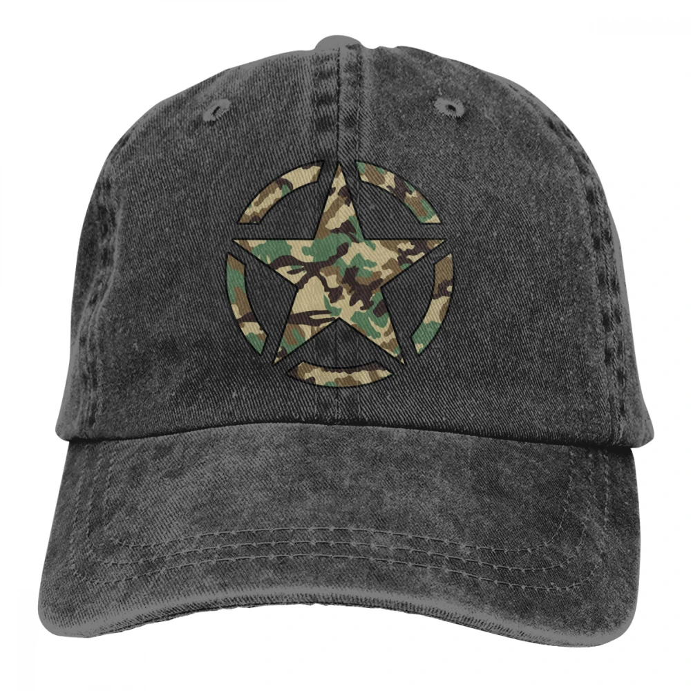 Американский армейский Звездный Камуфляжный Casquette натуральный унисекс Мужские Женские джинсовые бейсболка с ремешком кепки Регулируемый Гольф папа шляпа