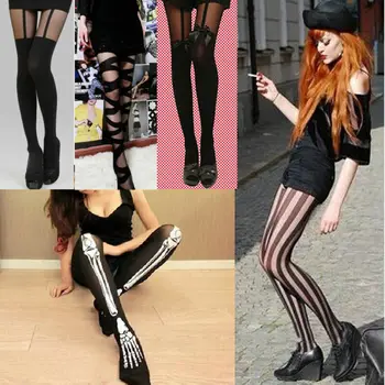 

Sexy Vertical Stripe Stockings Women Black Mesh Pattern Stockings Hosiery Tights Pantyhose High Long Socks