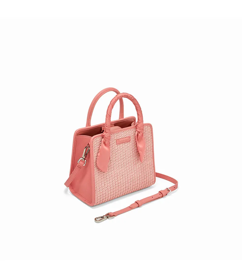 

2019 Temperament Leisure Butterfly Knot Fresh Candy Color Silk Scarf Braided Bag Hand Bag Single Shoulder Bag Small Square Bag