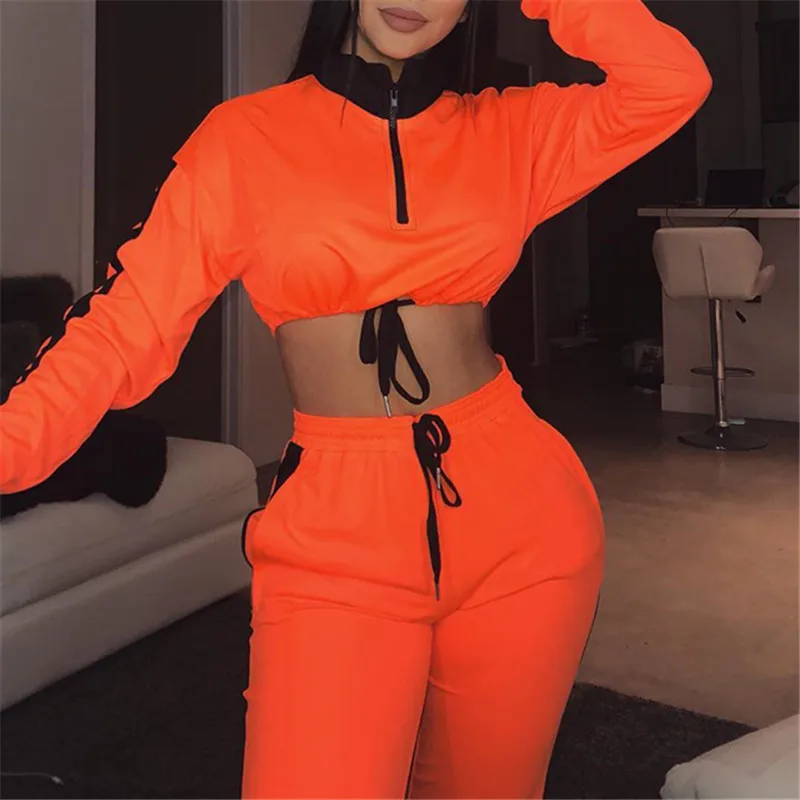 

Patchwork Cropped Long Sleeve Hoodies Women Streetwear Turn Down Collar Pullover Sweatshirt Elastic Waist Hoodie Autumn