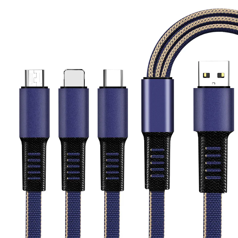 Синий Beauty 3 в 1 кабель Micro USB 1 м кабель для быстрой зарядки для samsung huawei Xiaomi LG Andriod Microusb Кабели для мобильных телефонов - Цвет: Синий