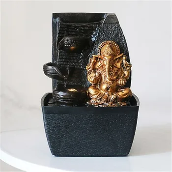 

Lucky Elephant God Ganesha Desktop Waterfall Fountain Peaceful Flowing Water Sound Office & Home Decor Humidifier X5527