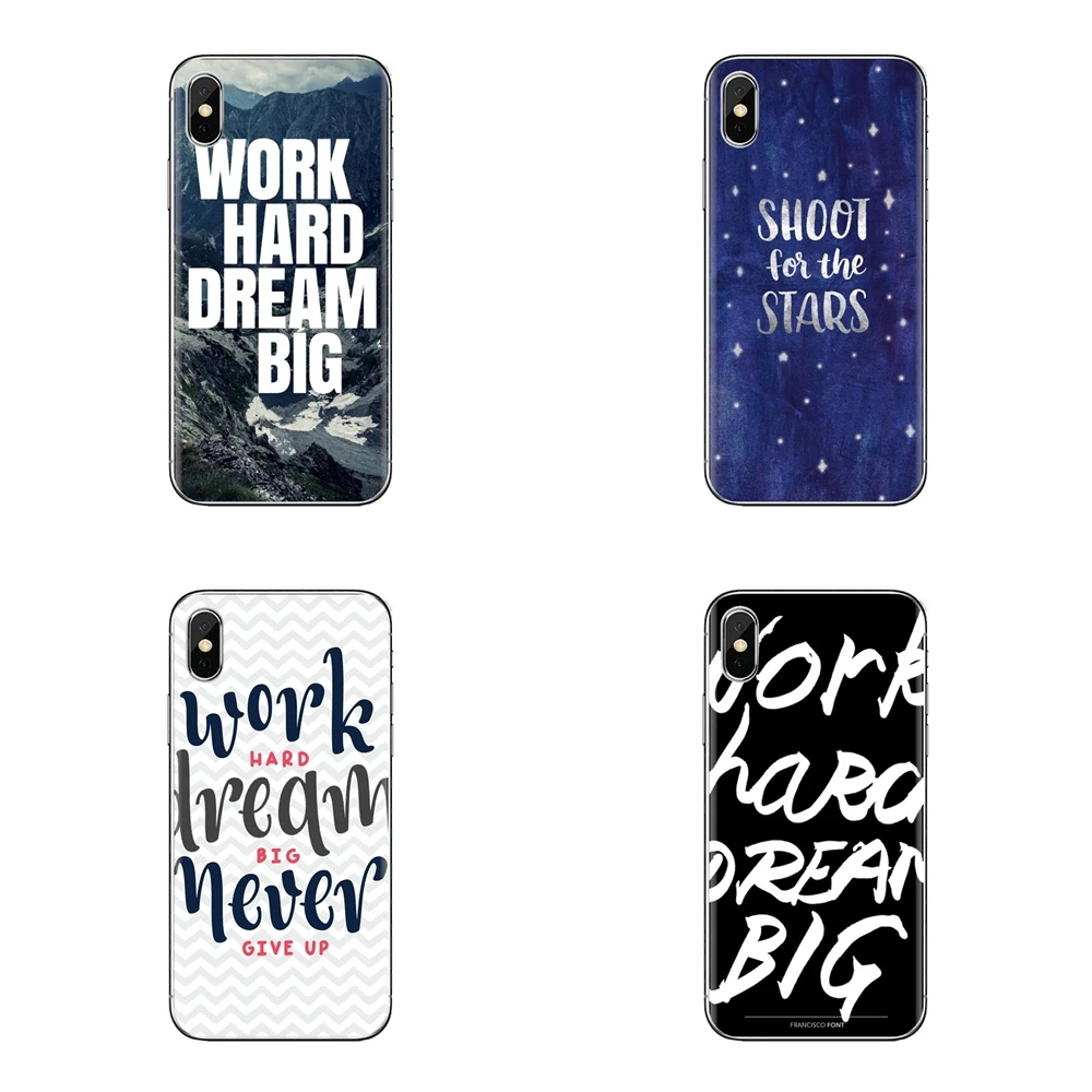 For Xiaomi Mi6 Mi 6 A1 Max Mix 2 5X 6X Redmi Note 5 5A 4X 4A A4 4 3 Plus Pro work hard dream big Transparent Soft Cases Covers |