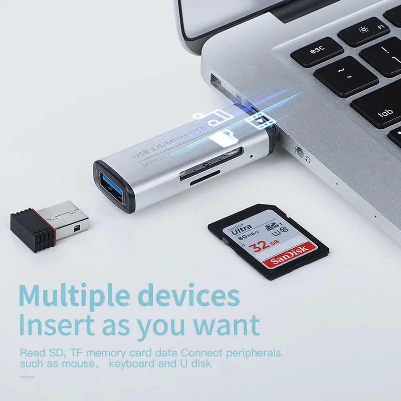 KUULAA все в одном устройство для чтения карт памяти MINI USB 3 0 OTG Micro SD/SDXC TF кардридер