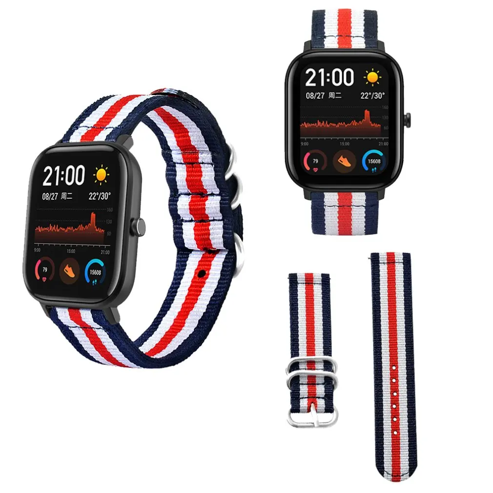 Для Xiaomi Huami Amazfit ремешок Bip брезентовый браслет дышащий браслет Повседневный переключатель ушной цветной холщовый Ремень спортивный ремешок для часов