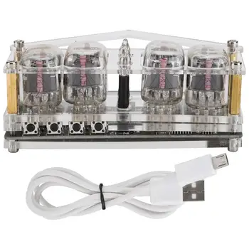 

Seven-Color Lights 4 Glow Tube Clock Digital RGB LED DIY Nixie Clock DC 5V with Acrylic Case Glow Tube Clock