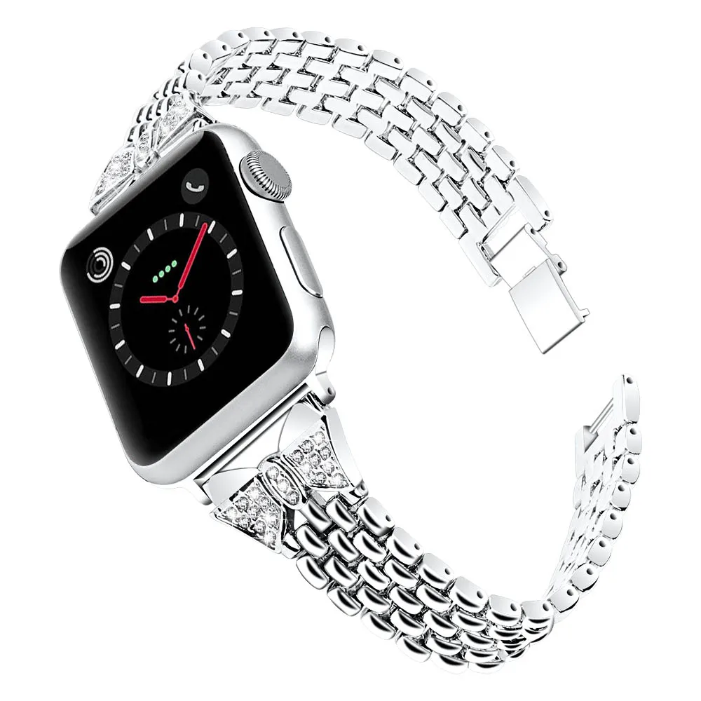 Женский металлический ремешок с бантом для Apple Watch 38 мм 42 мм ювелирный браслет 40 мм 44 мм для iWatch серии 4 3 2 1 браслет - Цвет ремешка: Silver