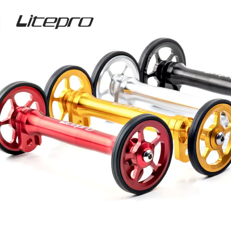 Litepro Bicicletta Pieghevole Easy Wheel E Asta Telescopica Barra Di Prolunga In Lega Di Alluminio Modificata Per Portapacchi Posteriori Brompton Easy