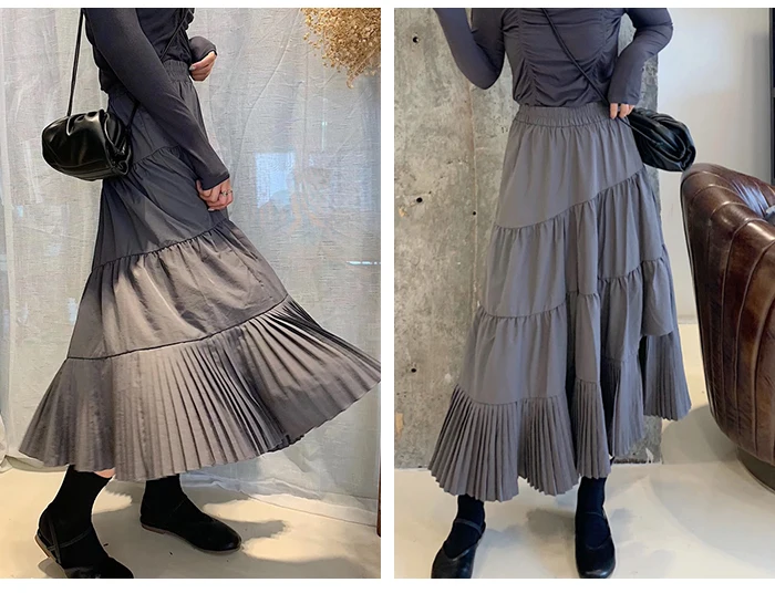 Женская Нерегулярная плиссированная юбкаTIGENA, длинная юбка с высокой талией для женщин на осень-зиму
