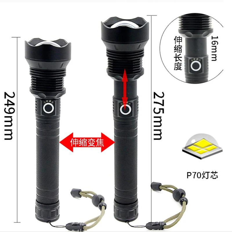 Светодиодный XHP50 xhp70.2 светодиодный фонарик 18650 usb Перезаряжаемые тактический вспышка прожектор лампа фонарь с масштабированием факел p50 супер мощный