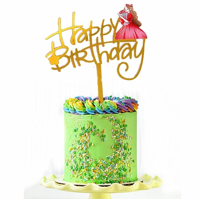 Happy Birthday Cake Topper Golden –