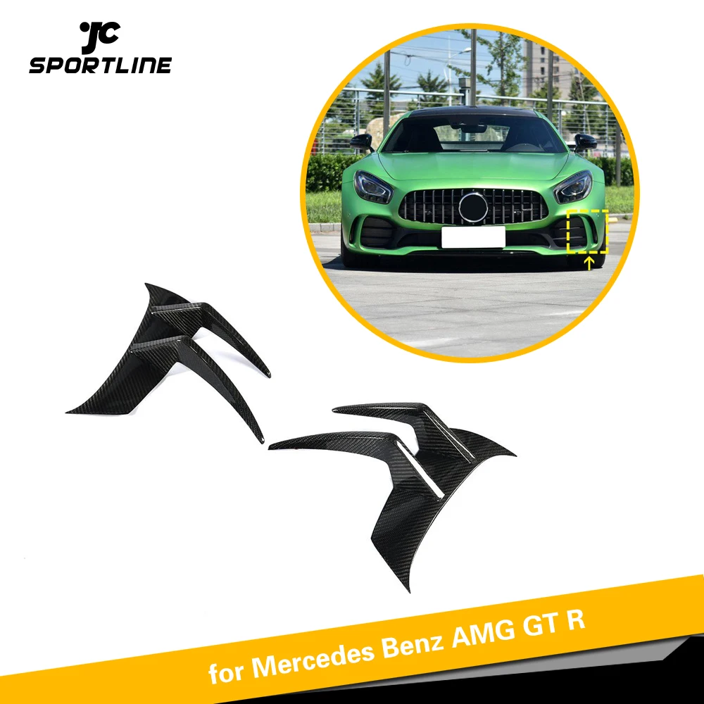 Углеродное волокно переднего бампера плавники сплиттеры Canards для Mercedes-Benz AMG GT R- передний бампер сплиттеры