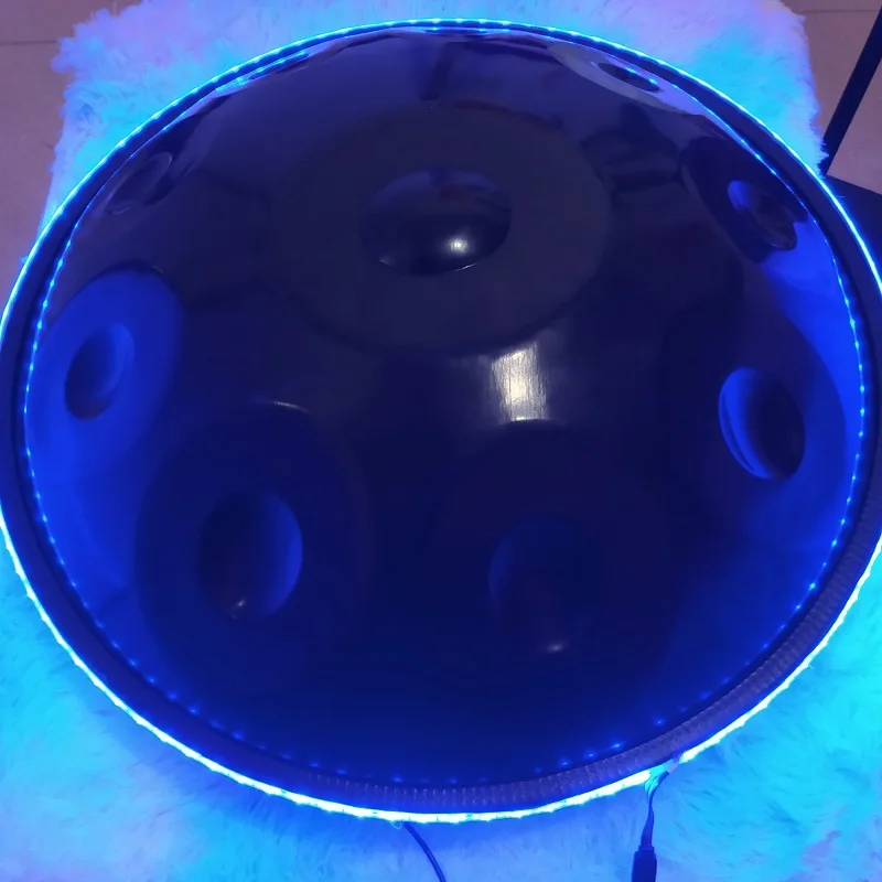 Luminous Handpan Drum Luminescent UFO Handpan Drums 9 Or10 Notes Nitrided Steel Percussion Musical Instrument 22 Inch Bluetooth