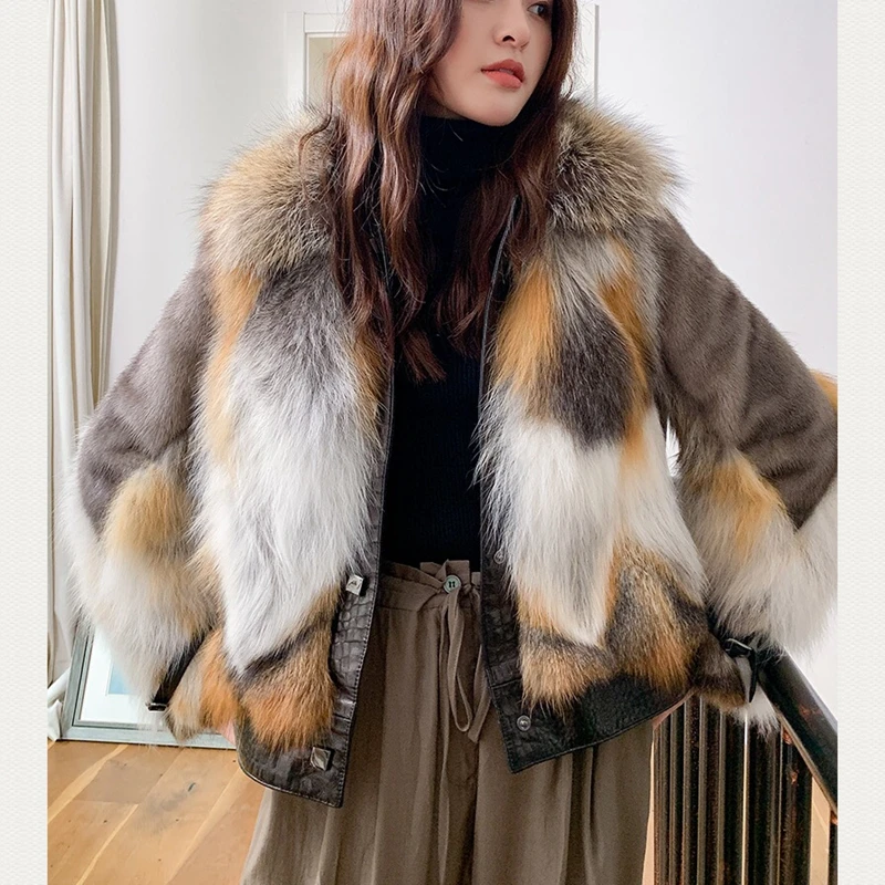 

Winter Natural Mink fur Woman Coats 2021 Fashion Fox Fur Coats Women Real Mink fur Coat H928