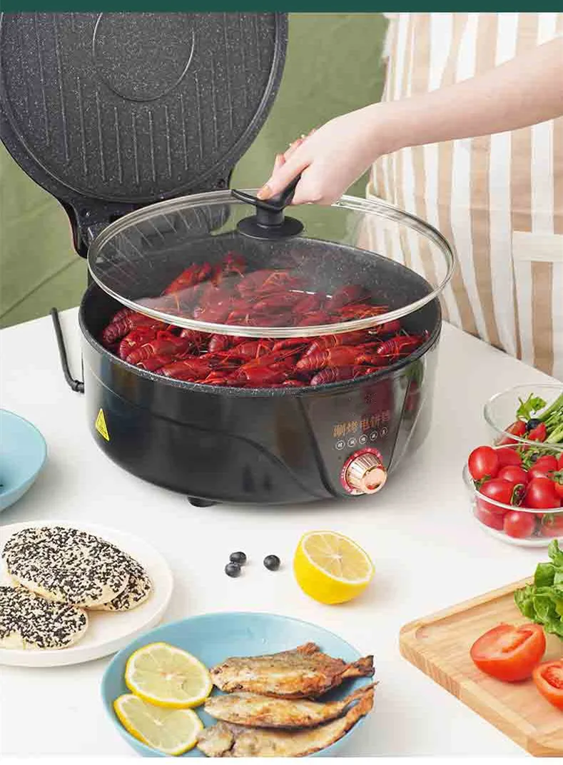 220V Home Electric Deep Frying Pan Non-stick Automatic Panceke Baking Pot Crepe Maker Household 2 Sides Heating