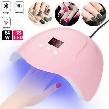

1PC 54W 18 LED LCD Digital Display Nail Dryer UV Light Lamp Gel Polish Quick-drying Professional Timer Smart Nail Art Tools