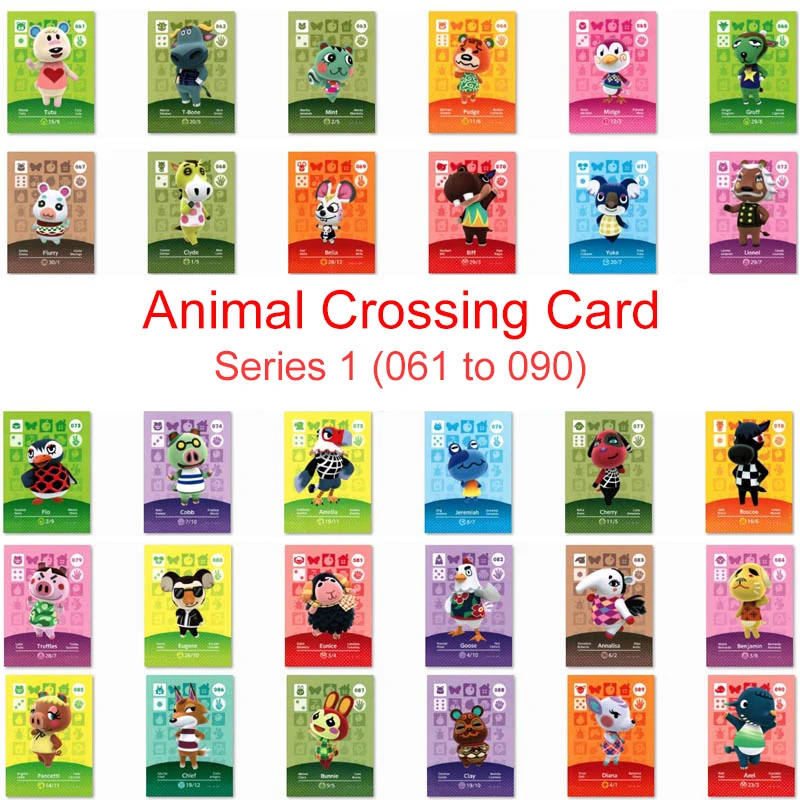 Series 1 (061 to 090) Animal Crossing Card Amiibo Card Work for NS 3D Games Amibo Switch New Horizons Villager Card