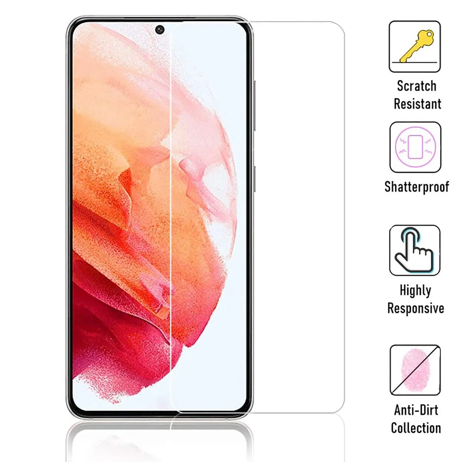 Protective Tempered Glass For Samsung S21 Clear Tempered Glasses Screen Protector Film For Samsung 6.2-inch 1/2/3/4/5pc best phone screen protector