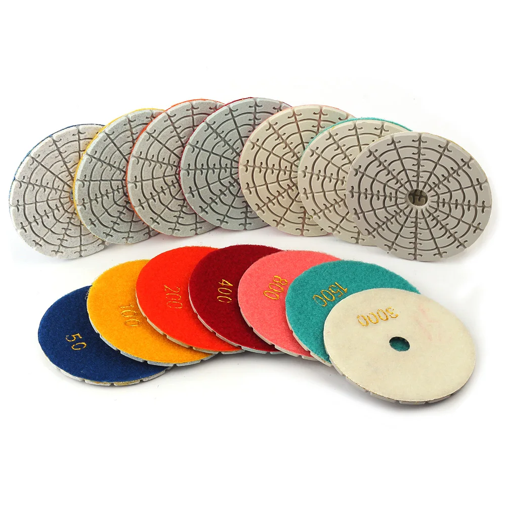 7 Pcs/Lot 4 Dry Polishing Pads Diamond Polishing Disc 100mm Granite Wet Polishing Pads Concrete  Marble Granite Stone Polish casaverde brand 1pc lot dry or wet polishing pads for dry polishing granite marble and engineered stone