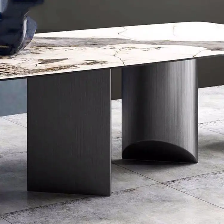 Description Picture 2 of itemHigh-end custom Italian light luxury light dining table marble rock plate rectangular dining table restaurant villa table