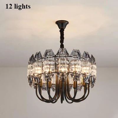 12 lights Современная блестящая Хрустальная светодиодная люстра, металлическое освещение для гостиной, светодиодная подвесная люстра, светильники для столовой, Подвесная лампа, светильники - Цвет абажура: 12 lights