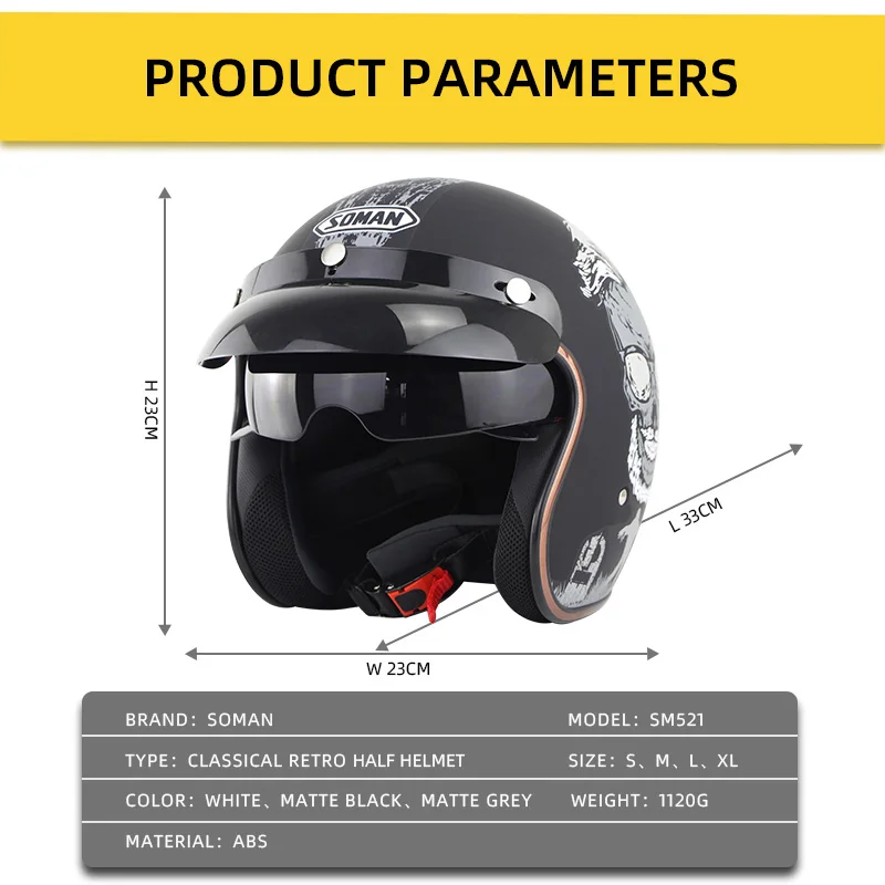 scooter Helmets Half face Retro Dot 