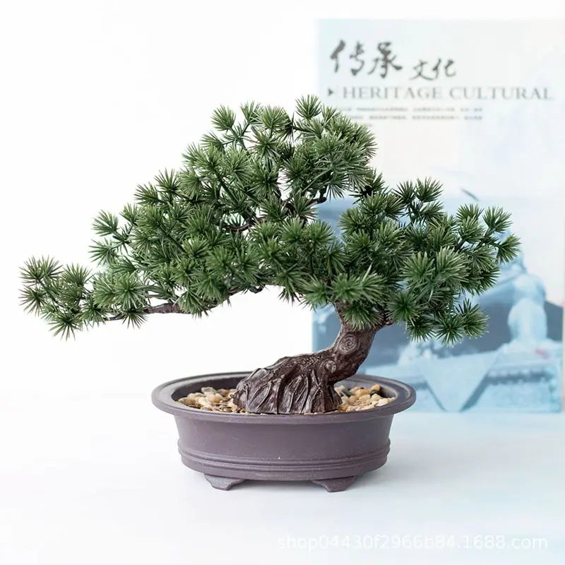 1 Piece New Simulation Welcome Pine Potted Plant Indoor Green Small Bonsai Desktop Artificial Flower Home Decoration Ornaments | Дом и сад