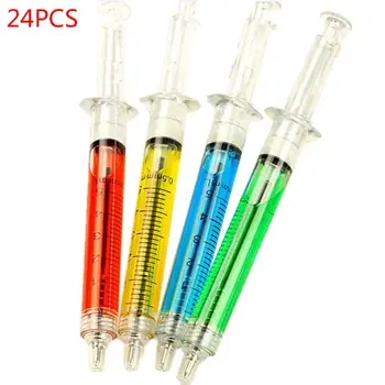 

Syringe Pens - (Bulk Pack of 24) Retractable Fun Multi Color Novelty Pen for Nur