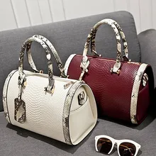 Новая стильная сумка-подушка под змеиную кожу Boston, большая ручная женская сумка на одно плечо, диагональная большая сумка