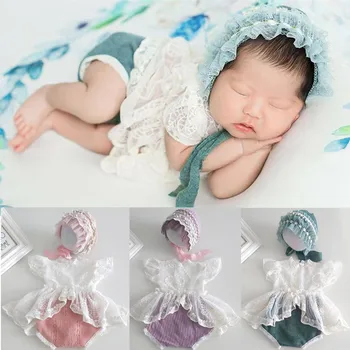 

3 Pcs/set Newborn Photography Props Baby Bonnet Pants Clothes Set Photograph Accessories Infants Photo Hat Clothing Suit