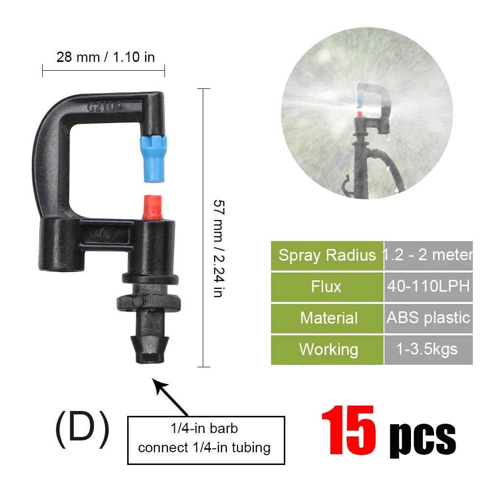 best Watering & Irrigation Kits MUCIAKIE 20 Types of Rotating Spinklers Drip Irrigation Mini Rotation Nozzle Spray w/ 1/4'' Barb Connector Mini Rotary Sprayer drip irrigation kit price Watering & Irrigation Kits