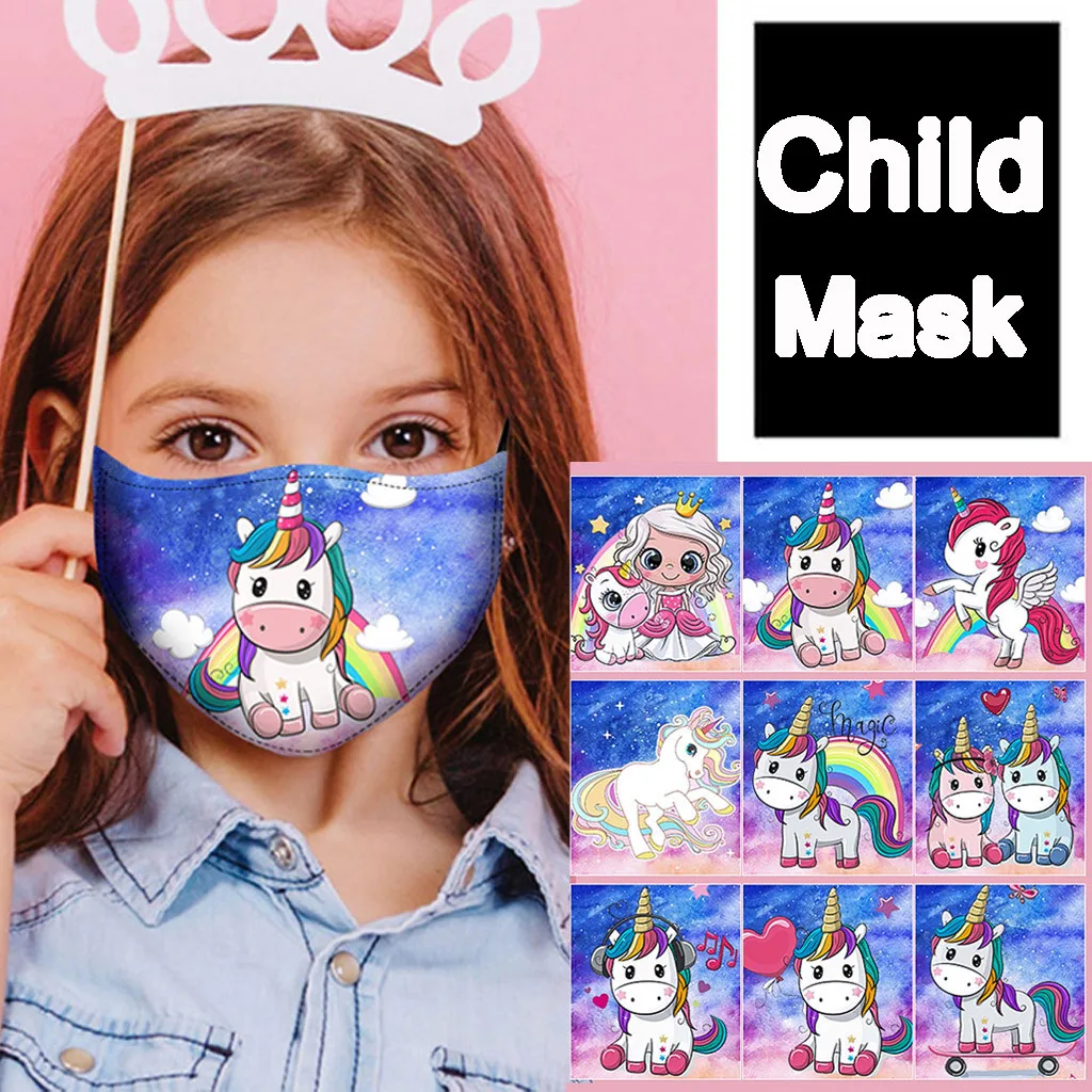 Face-Mask Unicorn Printed Anime Washable Baby Children's FASHION Cartoon Cute Kawaii Mouth Mask Reusable mascarillas masque | Красота и