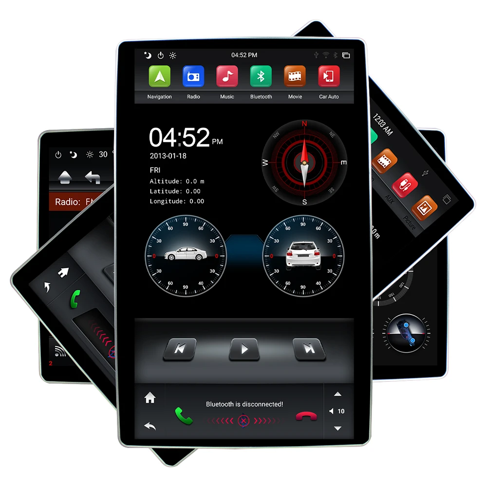 tack Nutteloos Rijp Carbar 12.8" Tesla Style Double Two 2 Din Universal Head Unit Android Car  Radio Dvd Gps Navigation Player With Rotating Screen - Car Monitors -  AliExpress