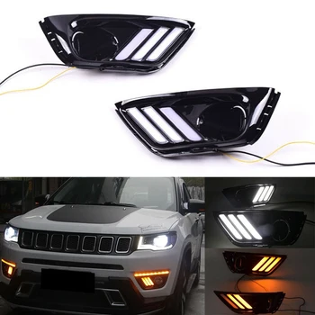 

NEW-for Jeep Compass 2017-2019 1 Pair LED DRL Daytime Running Light/Front Fog Light Lamp (L+R)